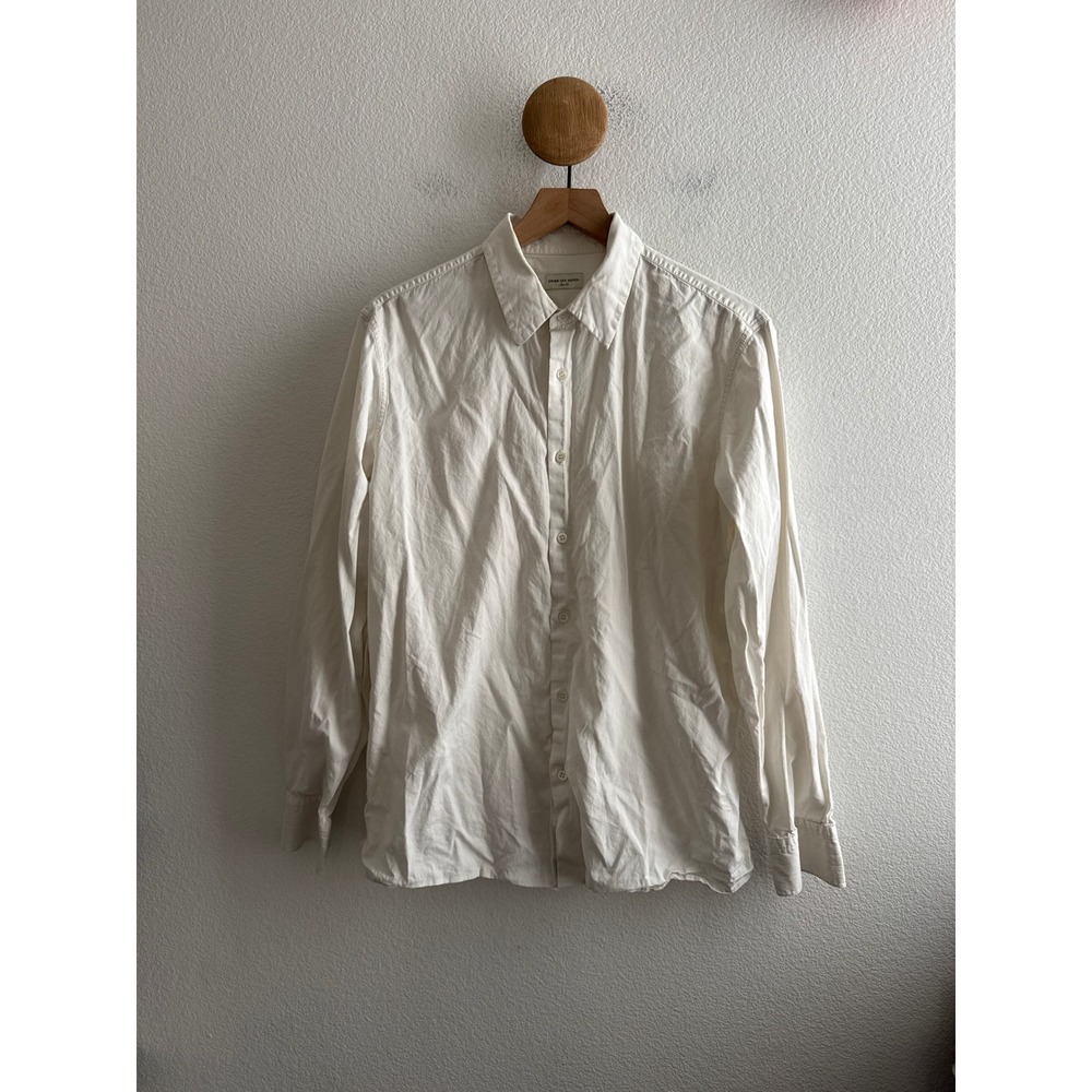 Dries Van Noten Mens White Slim Fit Button Down Shirt Size 52